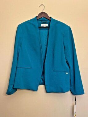NWT Calvin Klein Women's Blazer Jacket Cobalt Blue Lined Size 18W